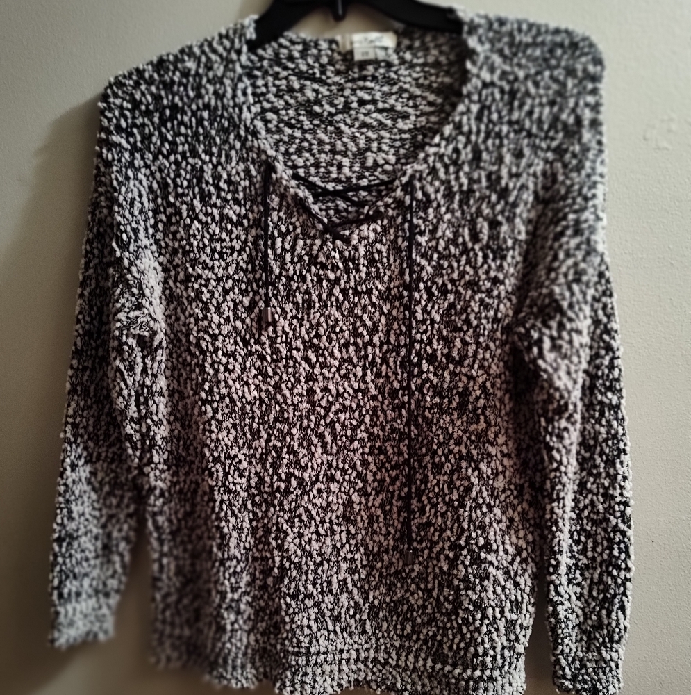 Simply Noelle Black and White V-Neck Sweater